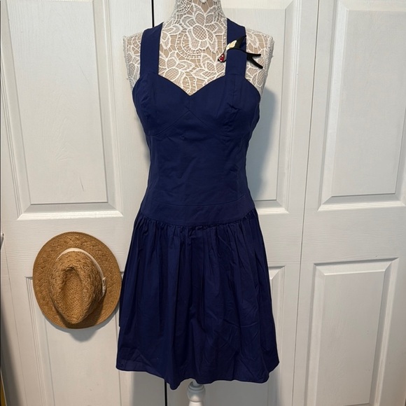 Fiorucci Navy Blue Mini Dress Cotton blend EU44/L - Picture 1 of 16